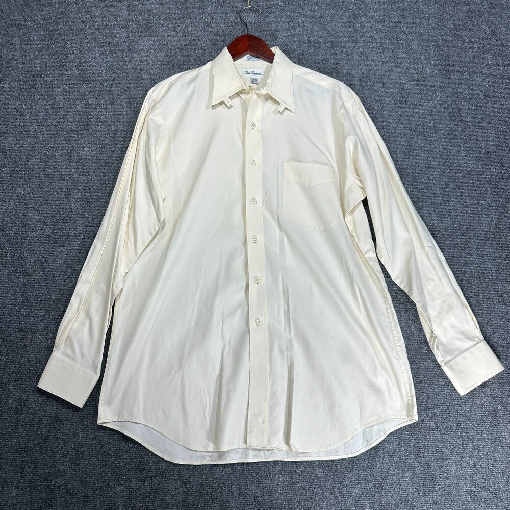 Paul Fredrick Shirt Mens 15 80's Two Ply PinPOint Oxford Yellow Cotton Pocket